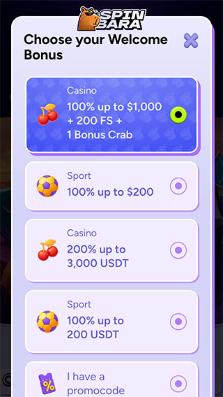 Spinbara Welcome Bonus