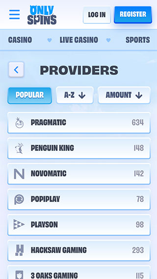Onlyspins Casino Providers