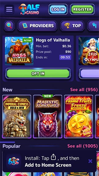 AlfCasino Mobile Version