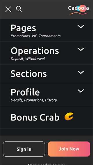 Cadoola Mobile Menu
