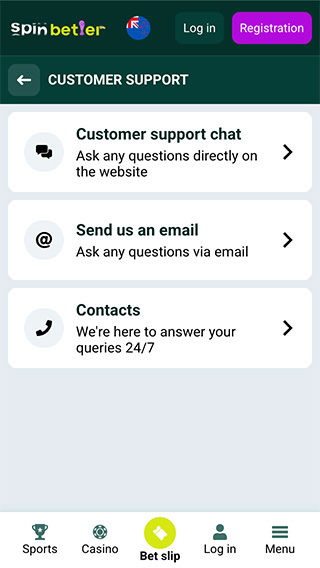 SpinBetter Casino Customer Support