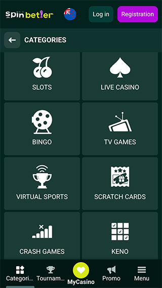 SpinBetter Casino Games