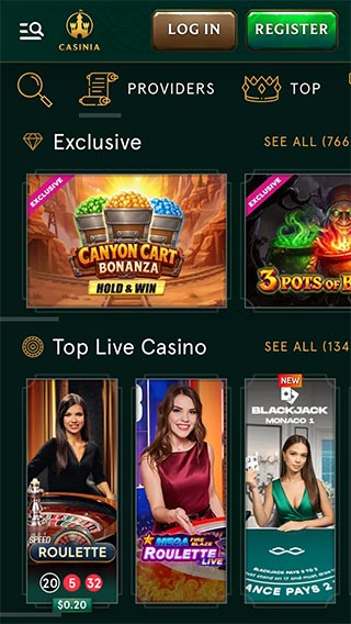 Casinia Casino Mobile App