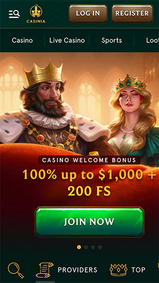 Casinia Casino Welcome Bonus