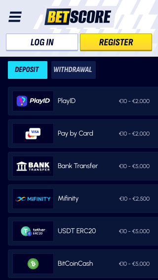 Betscore Deposit Methods