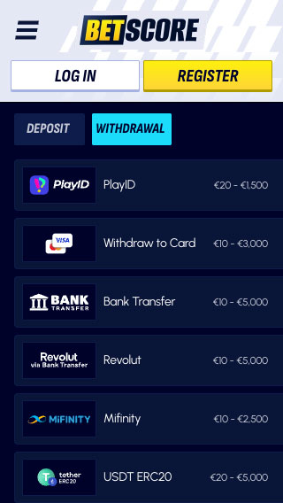 Betscore Withdralaw Methods